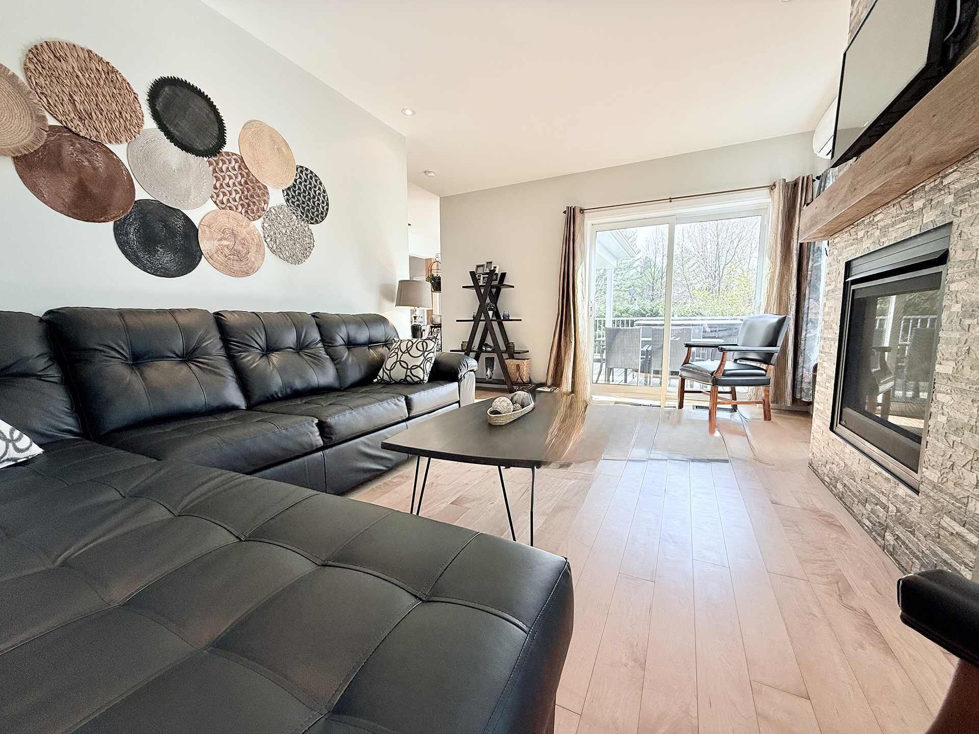 Télévision, cheminée, lecteur de DVD