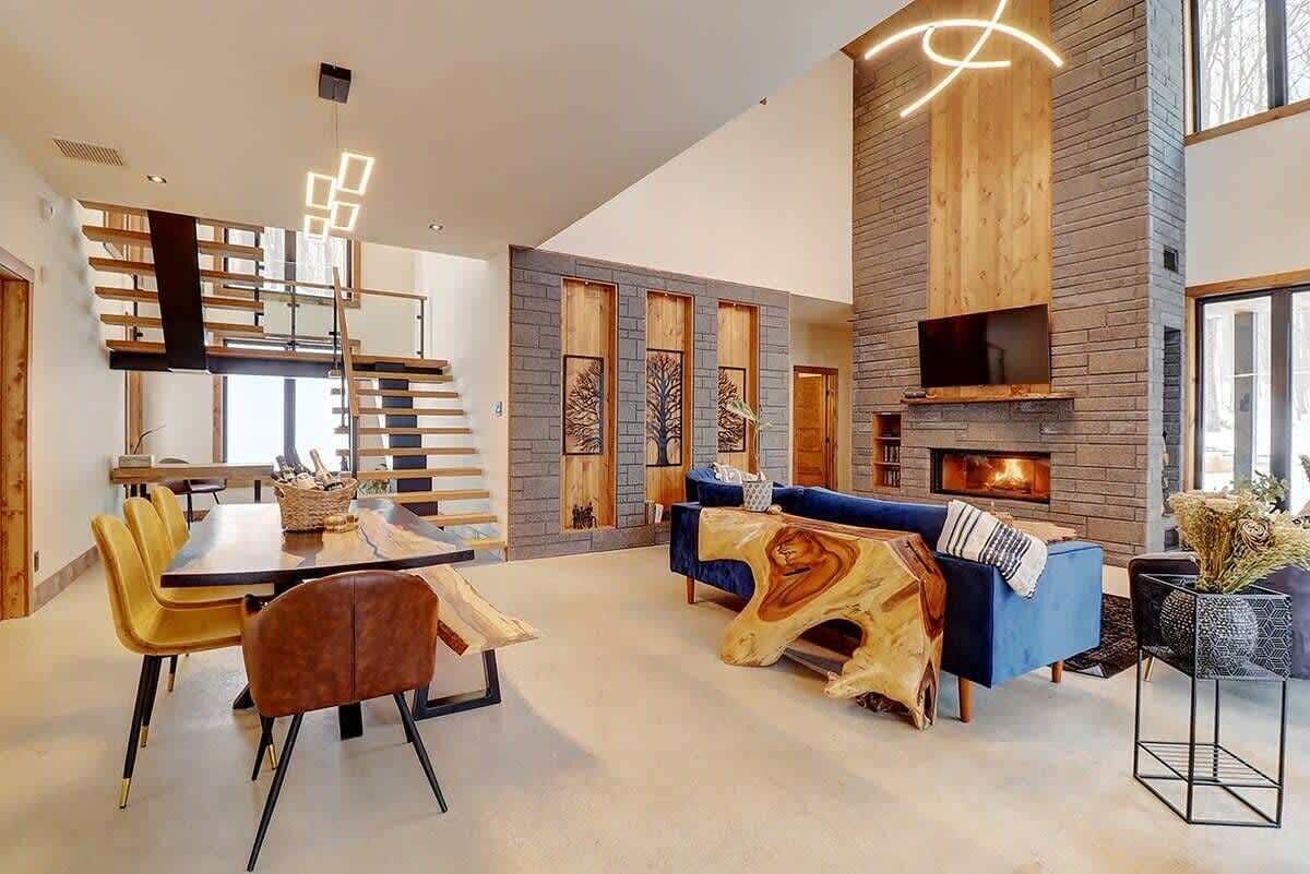 Télévision, cheminée, Netflix, lecteur de DVD