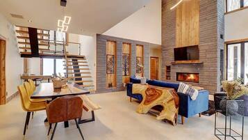 Télévision, cheminée, Netflix, lecteur de DVD