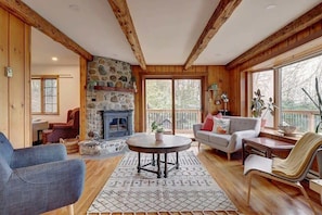 TV, fireplace