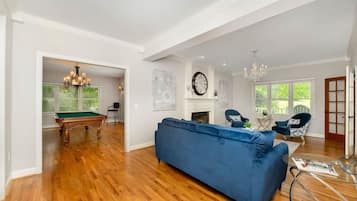 TV, fireplace, table tennis