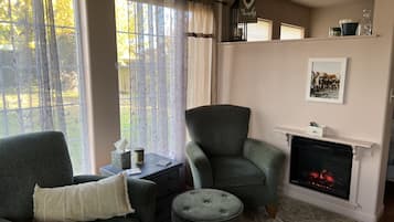 Smart TV, DVD player, books, video library