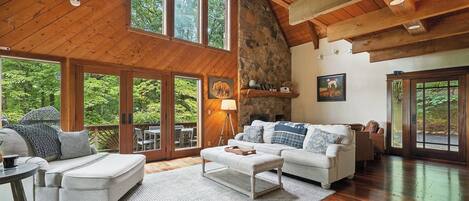 Smart TV, chimenea y libros