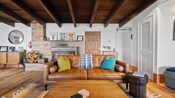 Smart TV, fireplace, video games, DVD player