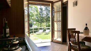 Fridge, oven, stovetop, coffee/tea maker