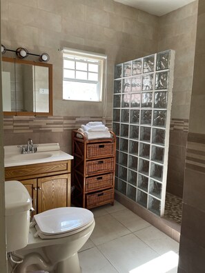 Suihku, pyyhkeet, saippua, sampoo