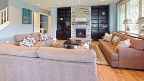 TV, fireplace, DVD player
