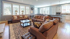 Televisión, chimenea y reproductor de DVD 