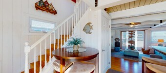 Edgewater Acres waterfront home with dock, bay access, & outdoor dining