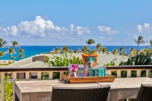Outdoor dining - Halana Malie - Ocean Views, A/C, Beautifully Furnished Halana Maile Sleeps 8, 3200 sq. ft (Koloa)
