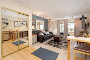 Televisión y chimenea