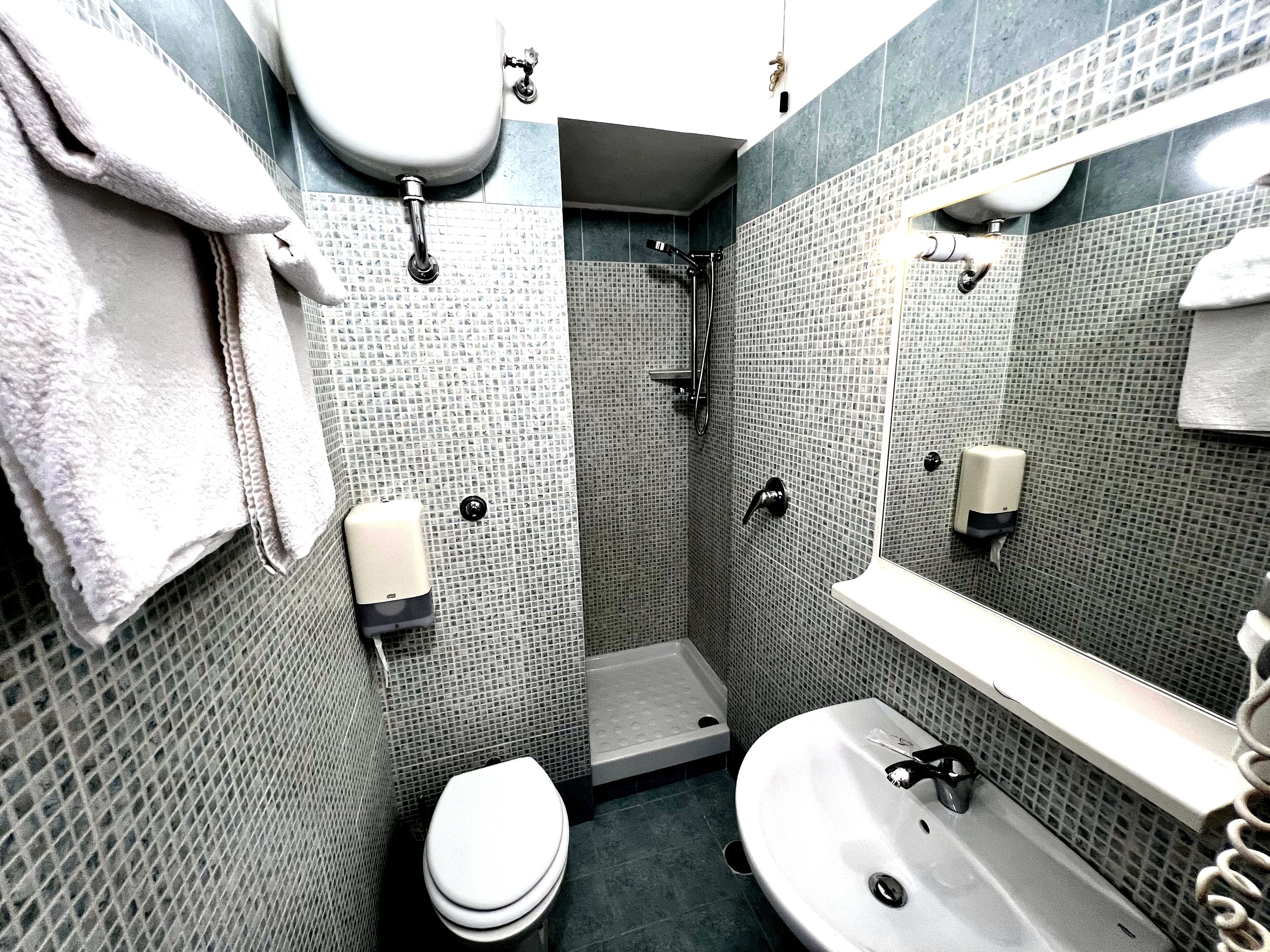 Standard Double Room | Bathroom | Shower, hair dryer, towels, soap
