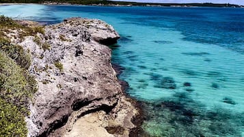 Playa en los alrededores, camastros y toallas de playa