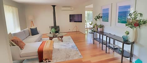 Fernseher, Kamin, Bücher