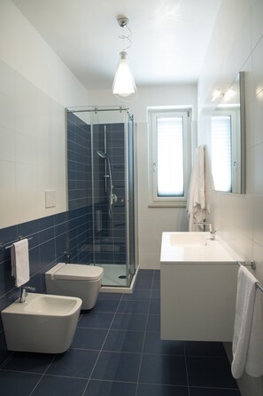 Dutxa, assecador de cabells, bidet i tovalloles