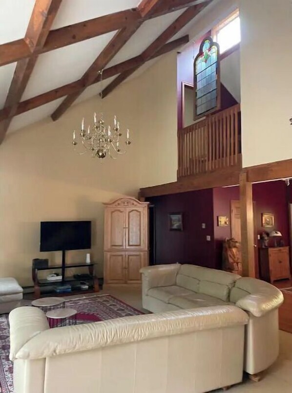 Smart TV, fireplace, video games, DVD player