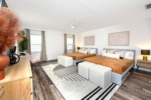 3 bedrooms, desk, iron/ironing board, travel cot