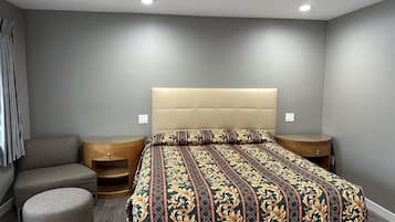 Desk, laptop workspace, free WiFi, bed sheets