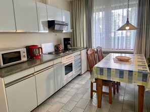 Fridge, microwave, oven, dishwasher