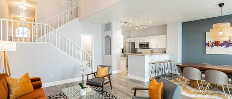 TV, fireplace, printers