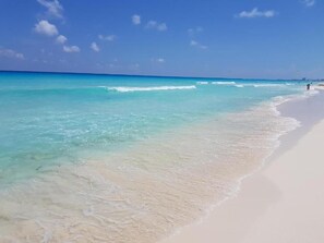 On the beach, beach towels