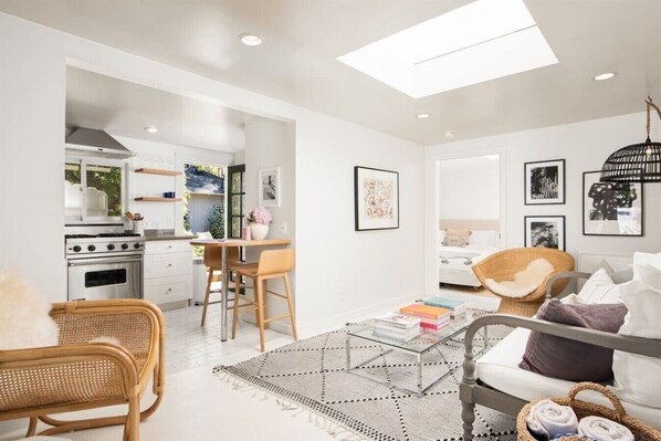 1 bedroom, desk, iron/ironing board, travel cot