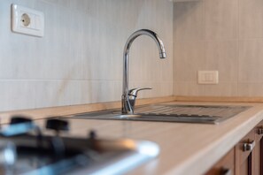 Fridge, oven, stovetop, electric kettle