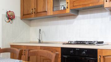 Fridge, oven, stovetop, electric kettle