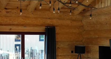 Unique log house for 6 pers. with terrace and unobstructed view near Wadden Sea