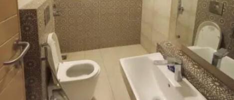 Combined shower/bathtub, jetted bath, bidet