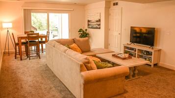 Smart TV, books, music library, stereo