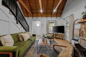 TV, fireplace, offices - Corner Cabin • AC • Spa • Game room • Dog Friendly (Big Bear)