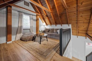 TV, fireplace, offices - Corner Cabin • AC • Spa • Game room • Dog Friendly (Big Bear)