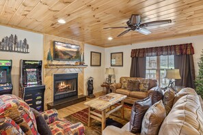 Smart TV, fireplace, video games