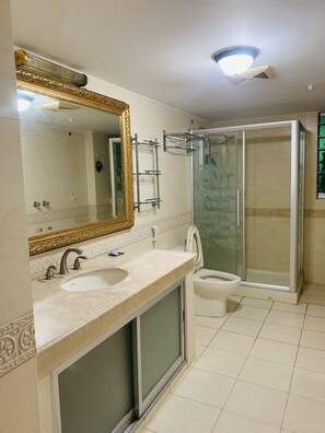 Executive Studio Suite, 1 King Bed, Non Smoking, City View | Bathroom | Rainfall showerhead, towels - Heaven Inn (Dhaka)