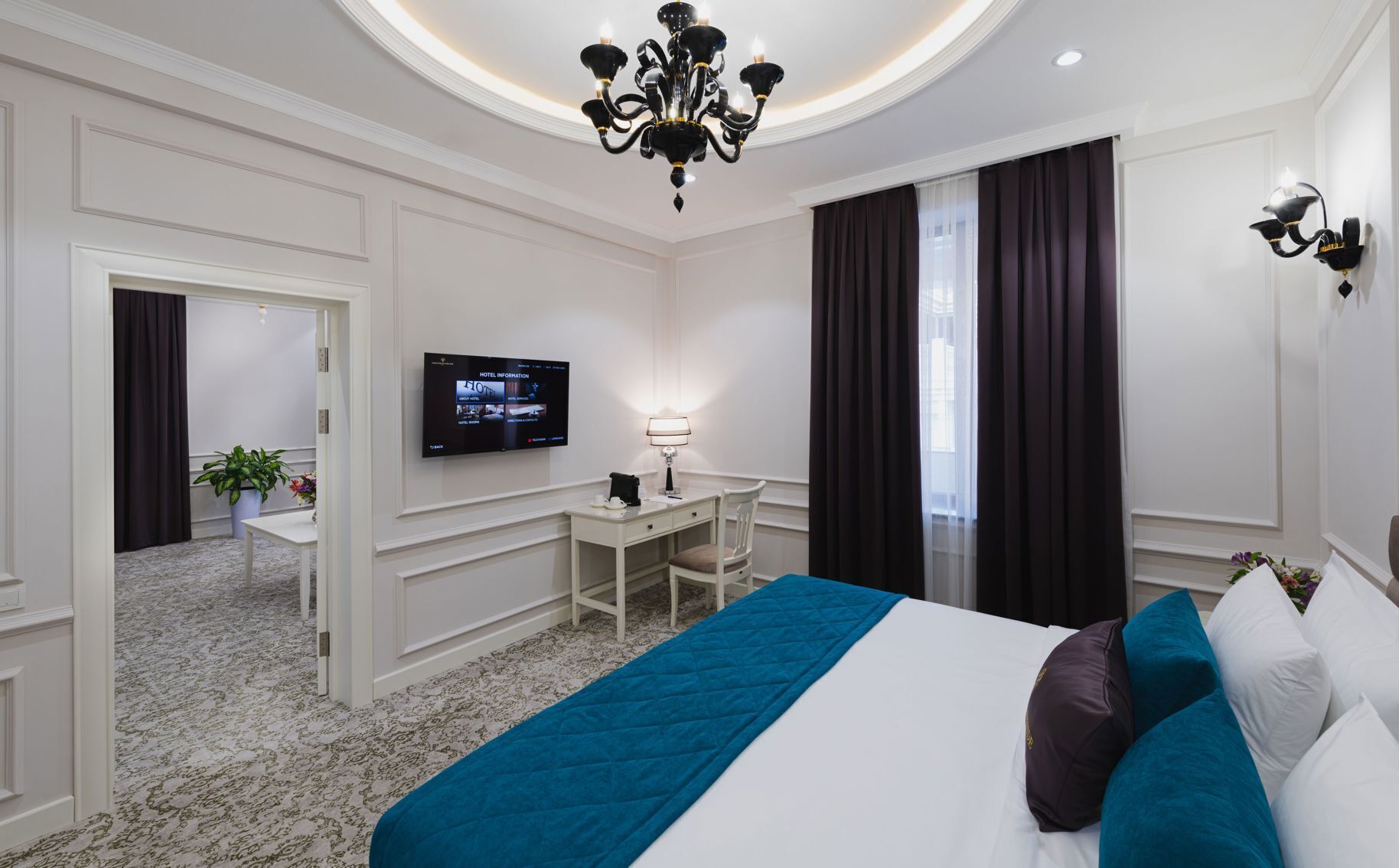 Premium bedding, down comforters, in-room safe, desk