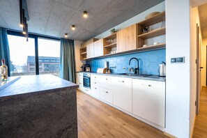 Fridge, oven, stovetop, dishwasher