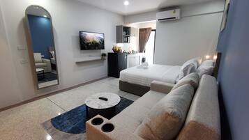 Studio – superior | Safe på rommet, wi-fi (inkludert) og sengetøy