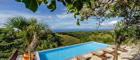 Outdoor pool, sun loungers