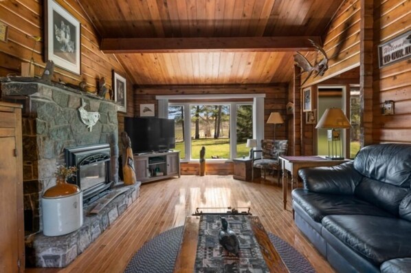 Smart TV, fireplace, stereo