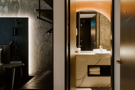 Shower, eco-friendly toiletries, hair dryer, bathrobes