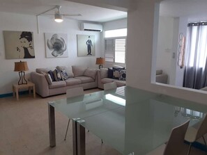 TV, offices - Condado Apartment | 3BR | Walk to Beach | Wi-Fi (San Juan)