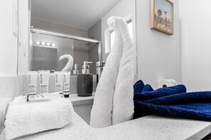 Hair dryer, towels