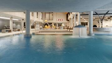 3 indoor pools, seasonal outdoor pool, free cabanas, sun loungers