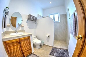 Dusche, Haartrockner, Handtücher