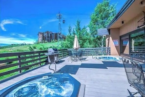 Outdoor dining - LUXURY SKI-IN/OUT CONDO! FREE SHUTTLE/HOT TUB OPEN (Steamboat Springs)