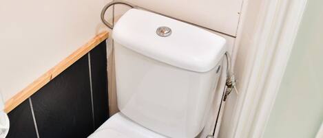 Baignoire, sĂšche-cheveux, serviettes fournies, shampoing