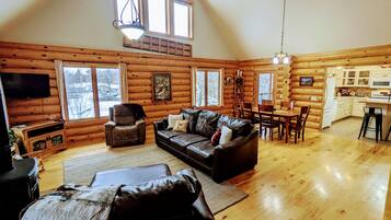 Smart TV, fireplace, video games, foosball