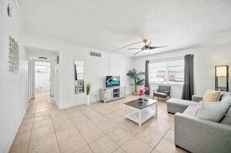 Deluxe 1-Bedroom King w/ Kitchen & Sofa Bed | Living area | 42-inch Smart TV with digital channels