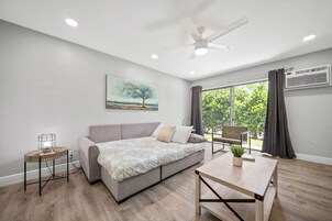 Superior 1-Bedroom King w/ Kitchen & Sofa Bed | Living area | 42-inch Smart TV with digital channels